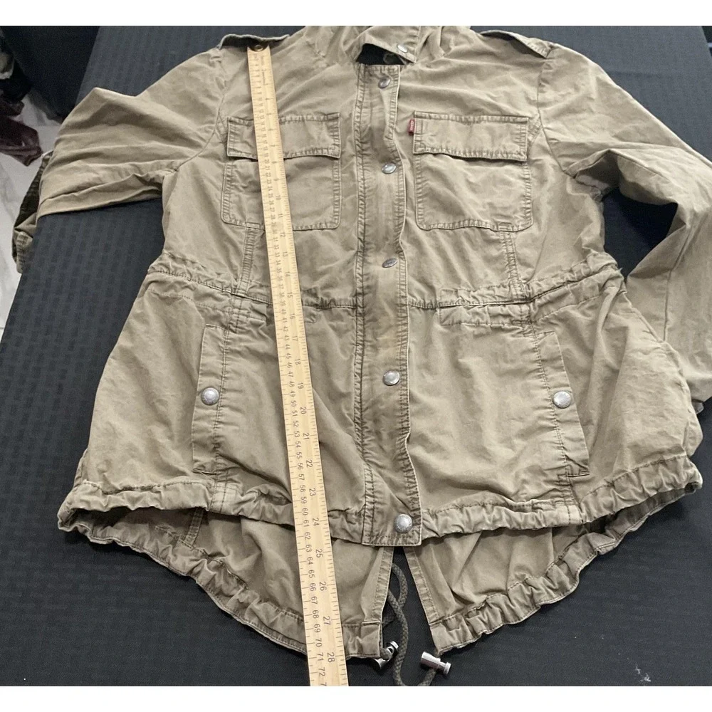 Levi's Jacket Womens Med OliveGreen Canvas Hooded Fishtail Parka Utility Pockets